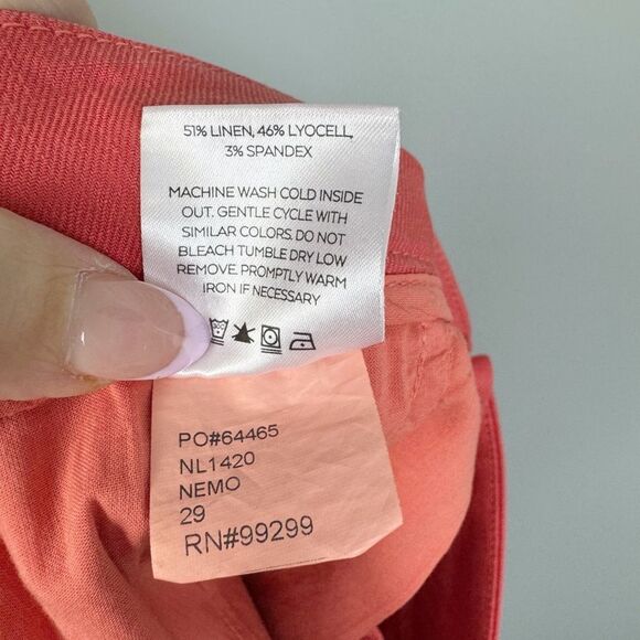 LEVEL 99 | NEW Nemo Coral Linen Tencel Shorts with Pockets Women’s Size 27 & 29 - Picture 9 of 10